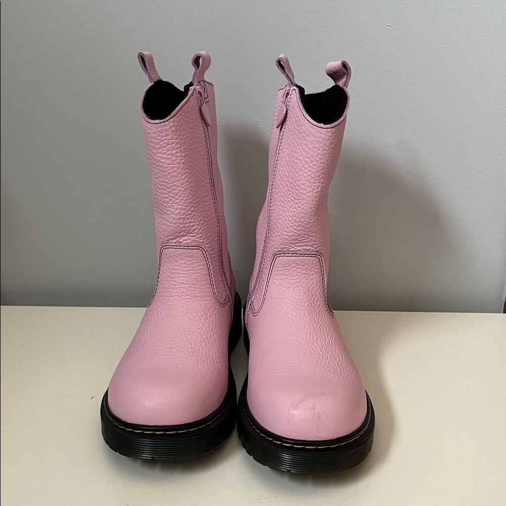 Doc Martens pink heart cutout Nappa patent leather pull on boots Barbie - Picture 5 of 10